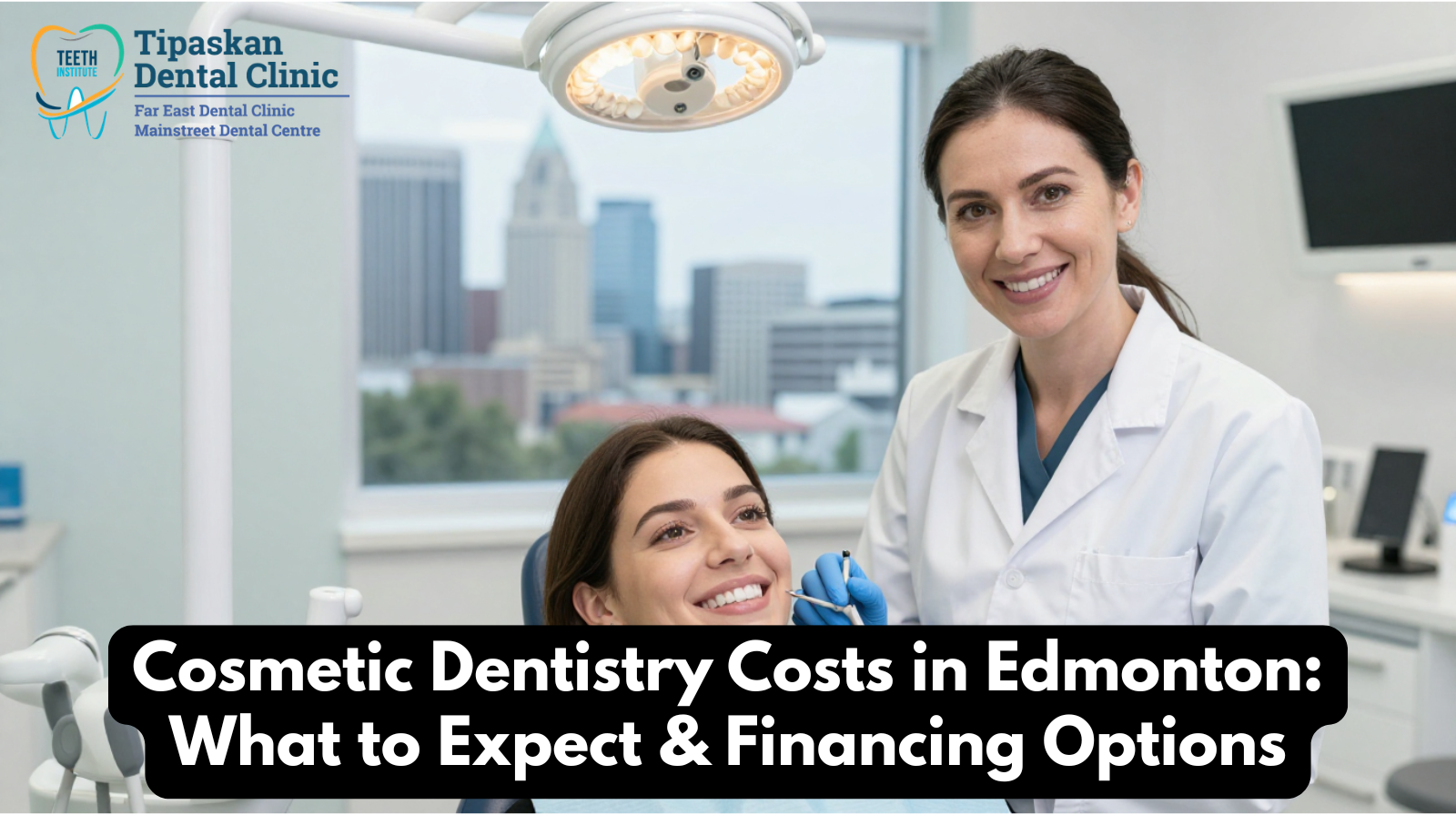 Patient receiving cosmetic dentistry treatment in Edmonton for a brighter smile