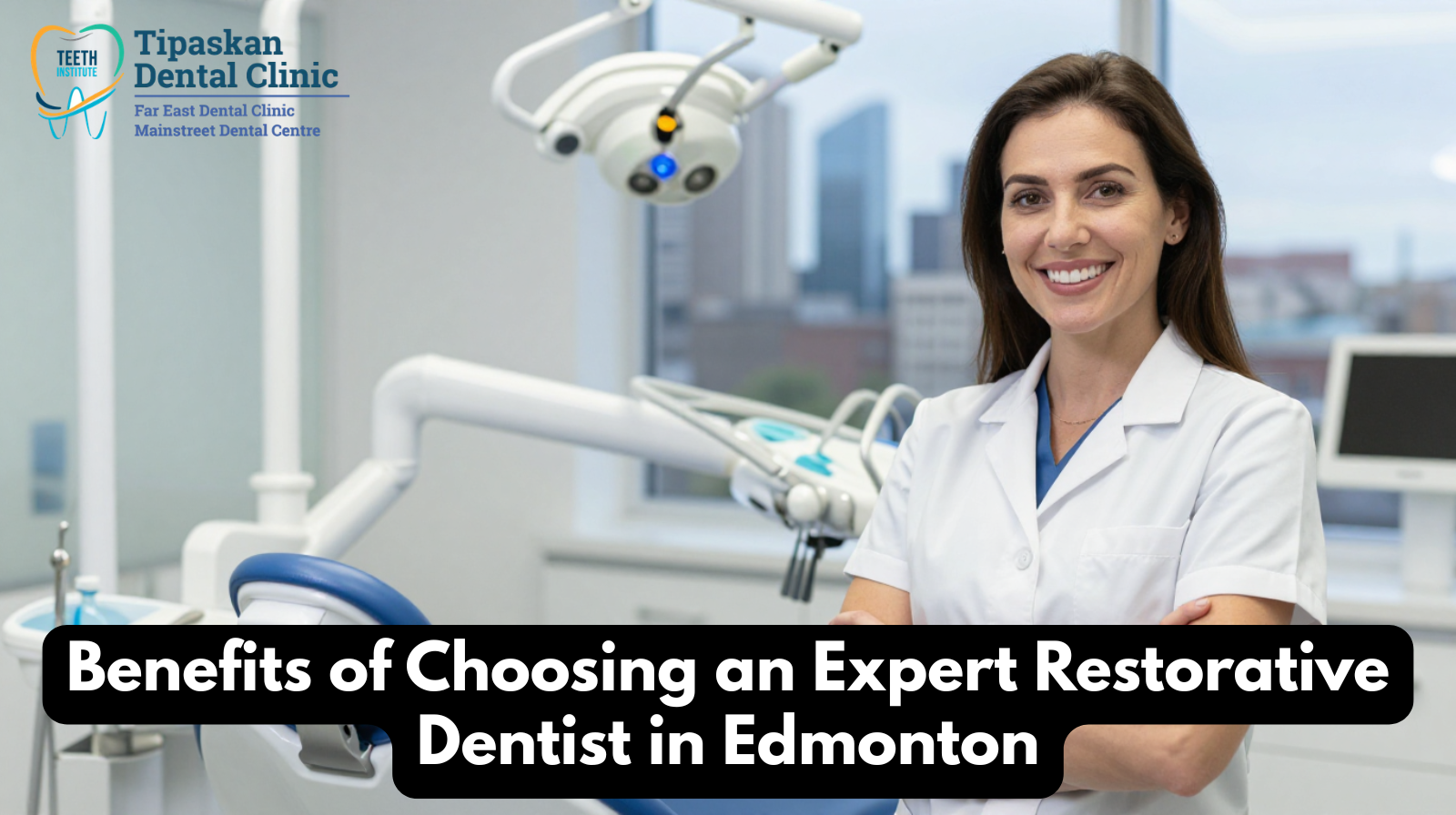 Expert restorative dentist in Edmonton performing dental restoration treatment for tooth repair and smile restoration